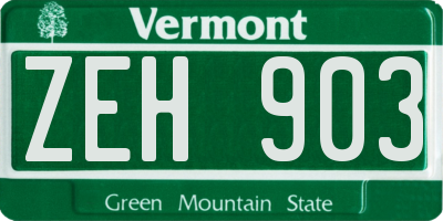 VT license plate ZEH903