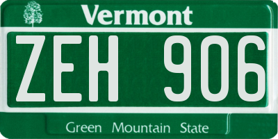 VT license plate ZEH906