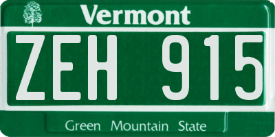 VT license plate ZEH915