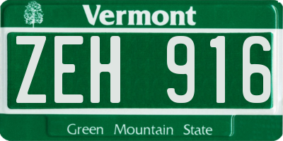 VT license plate ZEH916