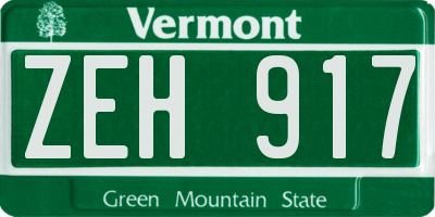 VT license plate ZEH917