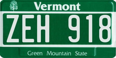 VT license plate ZEH918