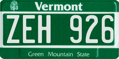 VT license plate ZEH926