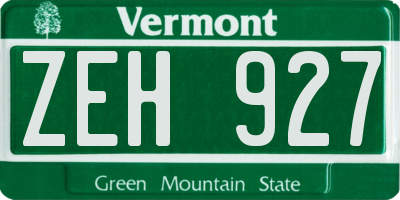 VT license plate ZEH927