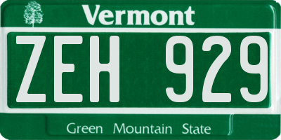 VT license plate ZEH929