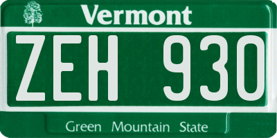 VT license plate ZEH930