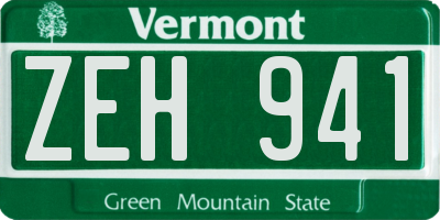 VT license plate ZEH941