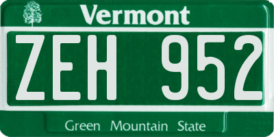 VT license plate ZEH952