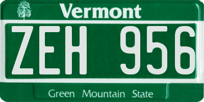 VT license plate ZEH956