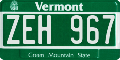 VT license plate ZEH967