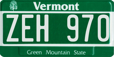 VT license plate ZEH970