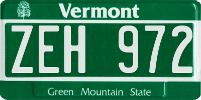 VT license plate ZEH972