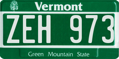 VT license plate ZEH973