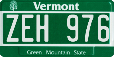 VT license plate ZEH976