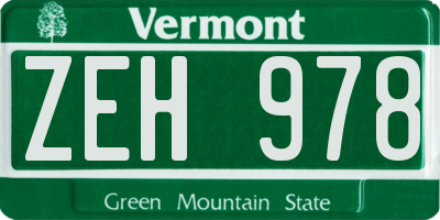 VT license plate ZEH978