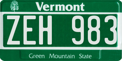VT license plate ZEH983