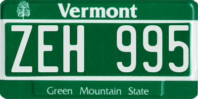 VT license plate ZEH995