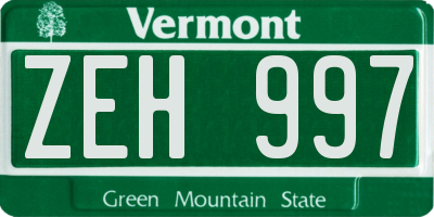 VT license plate ZEH997