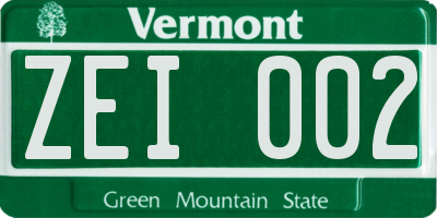 VT license plate ZEI002