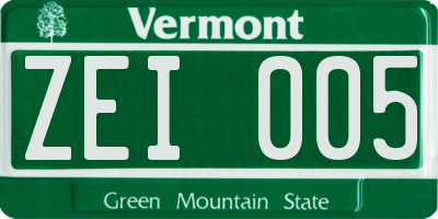 VT license plate ZEI005