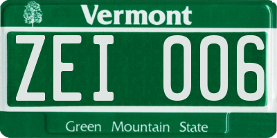 VT license plate ZEI006
