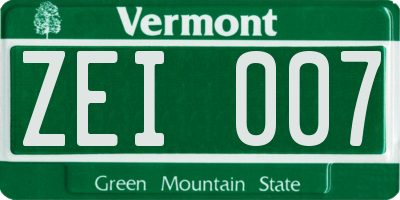 VT license plate ZEI007