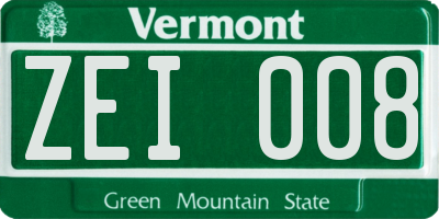 VT license plate ZEI008