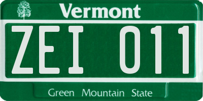 VT license plate ZEI011