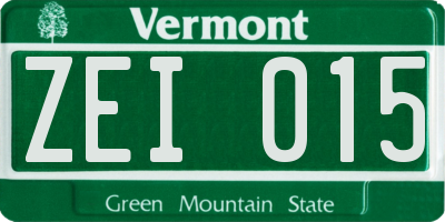 VT license plate ZEI015
