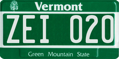 VT license plate ZEI020