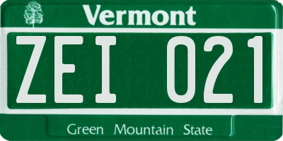 VT license plate ZEI021