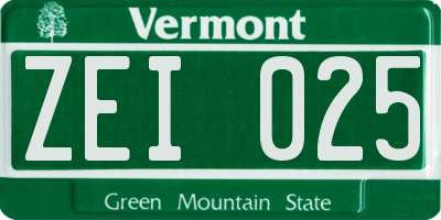 VT license plate ZEI025