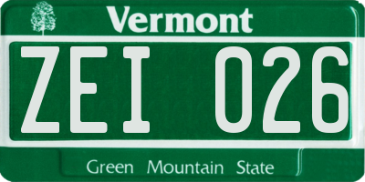 VT license plate ZEI026