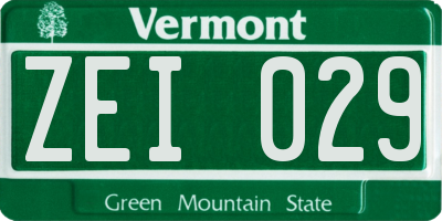 VT license plate ZEI029