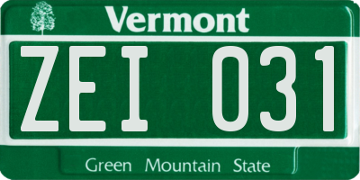 VT license plate ZEI031