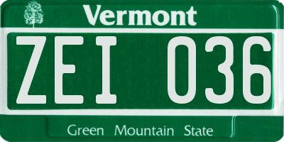 VT license plate ZEI036