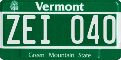 VT license plate ZEI040