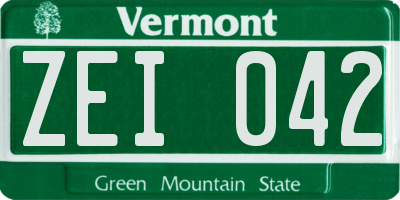 VT license plate ZEI042