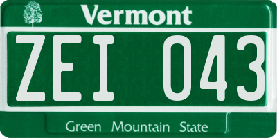 VT license plate ZEI043