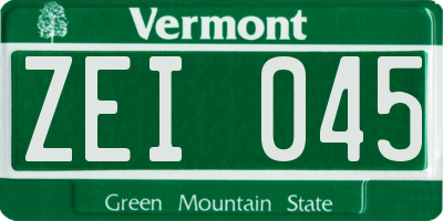 VT license plate ZEI045