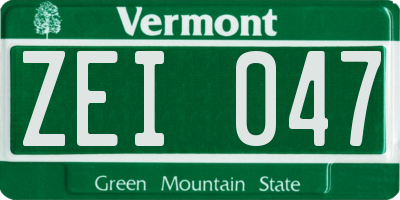 VT license plate ZEI047