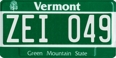 VT license plate ZEI049