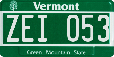 VT license plate ZEI053
