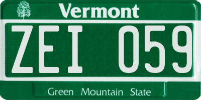 VT license plate ZEI059