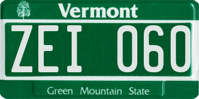 VT license plate ZEI060