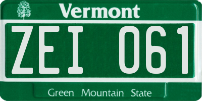 VT license plate ZEI061