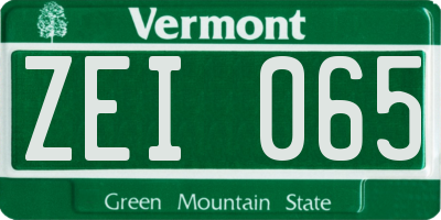 VT license plate ZEI065