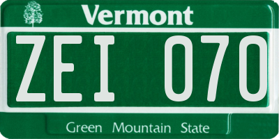 VT license plate ZEI070