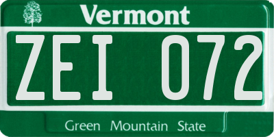 VT license plate ZEI072