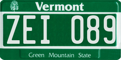 VT license plate ZEI089